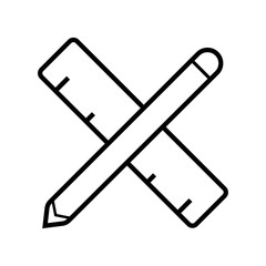 Pencil and ruler crossed icon vector,