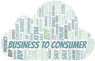 Obraz premium Business To Consumer word cloud collage made with text only.