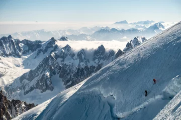 Crédence de cuisine en verre imprimé Mont Blanc Face nord du Mont Blanc à ski