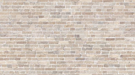 Fotobehang Baksteen textuur muur Bakstenen muur naadloze textuur. Beige stenen patroon achtergrond