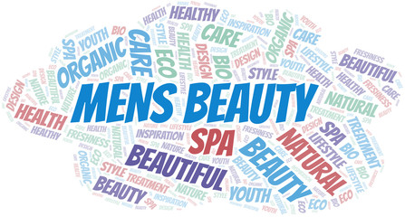 Obraz premium Mens Beauty word cloud collage made with text only.