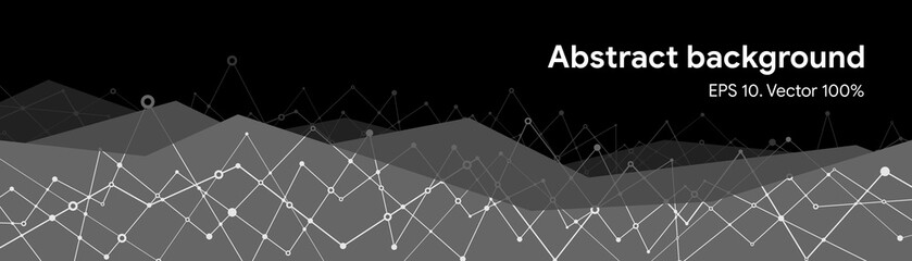 Obraz premium Futuristic crypto colorful blockchain illustration. Vector header banner for web and mobile design. Abstract polygonal background with lines and dots. EPS 10