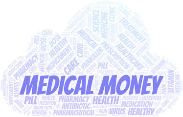 Obraz premium Medical Money word cloud collage made with text only.