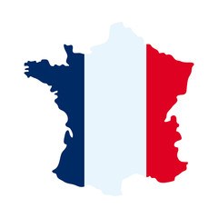 Bastille day concept, france map with flag design icon, flat style