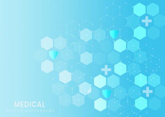 Abstract hexagon pattern light blue background.Medical and science concept.