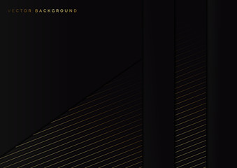Abstract black background with striped lines golden with copy space for text. Luxury style.