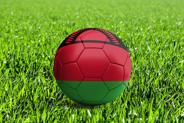 Fototapeta na wymiar Malawi Flag on Soccer Ball