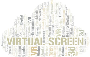 Fototapeta premium Virtual Screen word cloud collage made with text only.