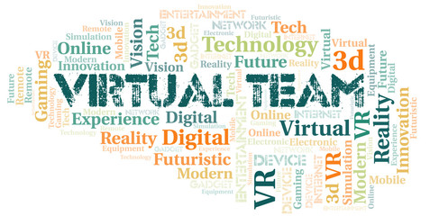 Fototapeta premium Virtual Team word cloud collage made with text only.