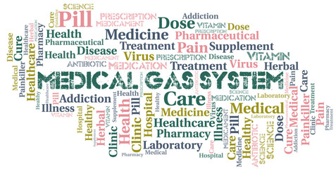 Medical Gas System word cloud collage made with text only.