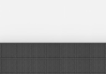 3d rendering. modern minimal black wood square box pattern board on blank white wall background.