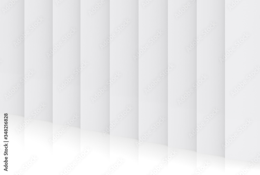 Poster 3d rendering. perspective view of modern light minimal vertical panel plate corner wall design backg