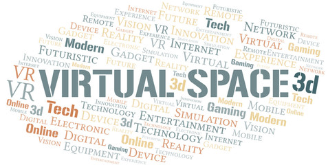 Obraz premium Virtual Space word cloud collage made with text only.