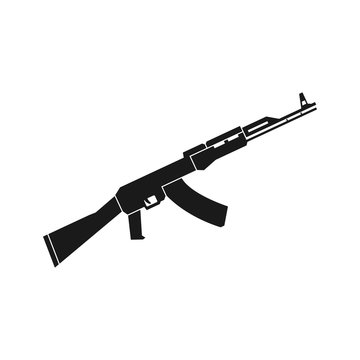 Automatic weapon black icon, isolated vector illustration in flat