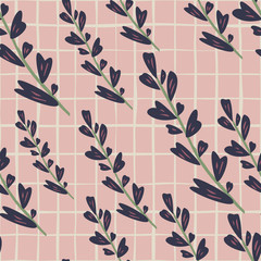 Abstract leaf branch seamless pattern in vintage style. Geometric floral wallpaper. Design for fabric, textile print, wrapping, kitchen textile.