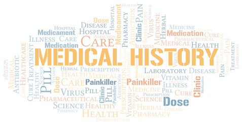 Fototapeta premium Medical History word cloud collage made with text only.