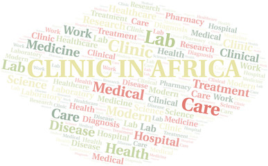Clinic In Africa word cloud collage made with text only.