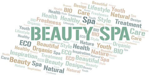 Beauty Spa word cloud collage made with text only.