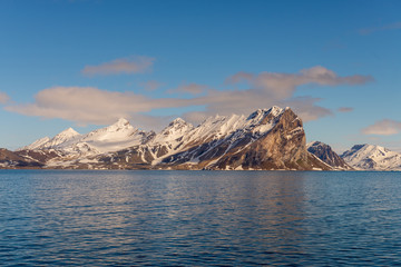 Arctic landscape with beautiful lighting in Svalbard