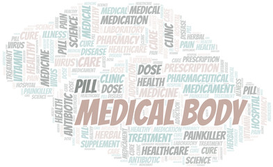 Medical Body word cloud collage made with text only.