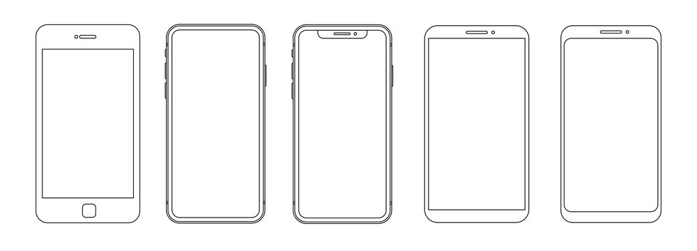 Outline Graphic Mobile Phone. Vector Illustration