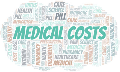 Fototapeta premium Medical Costs word cloud collage made with text only.