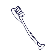 Kitchen cleaning brush with suction cup in doodle style. Hand drawn vector illustration in black ink isolated on white background.