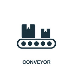 Obraz premium Conveyor icon from industrial collection. Simple line Conveyor icon for templates, web design and infographics