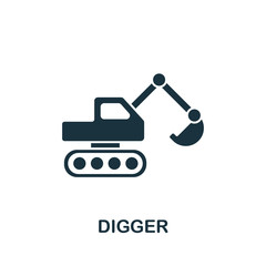 Obraz premium Digger icon from industrial collection. Simple line Digger icon for templates, web design and infographics