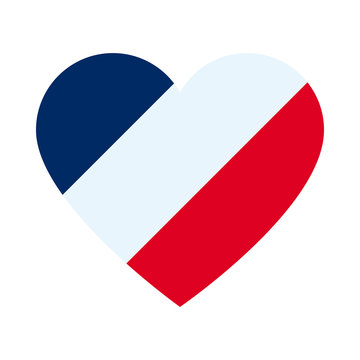 heart with france flag design, flat style