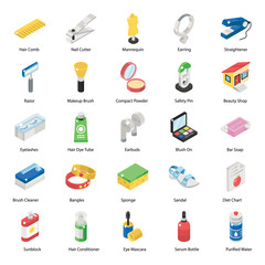 
Pack Of Fashion Accessories Isometric Icons 
