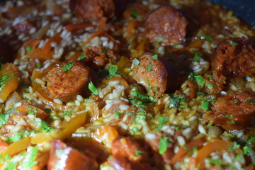 paella de chorizo y pimientos
