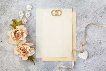 Blank greeting card for wedding day.