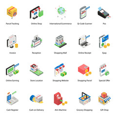 
Cyber Buying, Commerce Isometric Vectors Pack 
