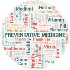 Preventative Medicine word cloud collage made with text only.