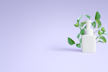 シンプルなハンドソープの白いディスペンサーボトルの広告イメージ