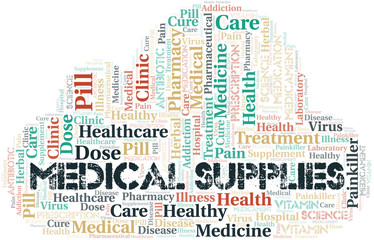 Obraz premium Medical Supplies word cloud collage made with text only.