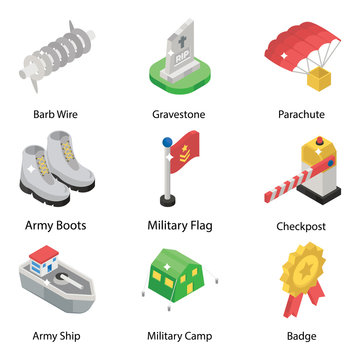 Pack Of Army Isometric Icons