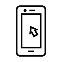 shopping online concept, smartphone with hand cursor icon, line style