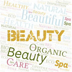 Beauty word cloud collage made with text only.