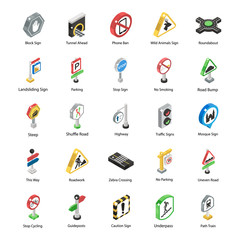 
Road Directions Isometric Icons Pack 

