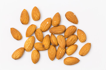 Top view Almonds isolated on white background