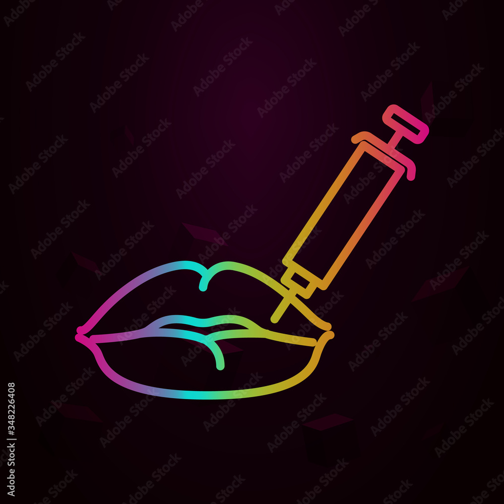 Poster lip augmentation injection nolan icon simple thin line, outline vector of anti age icons for ui and 