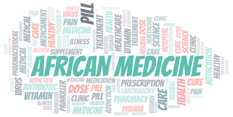 African Medicine word cloud collage made with text only.