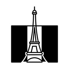 bastille day concept, france flag with eiffel tower icon, line style