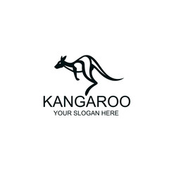 abstract jumping kangaroo icon isolated on white background