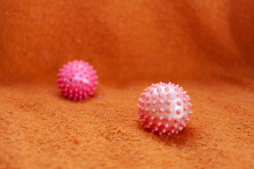 Scientific concept based on the microscopic view of a flu cell. Dangerous virus floating in a cellular environment, SARS pandemic risk. Pathogen respiratory coronavirus 2019-ncov flu outbreak. 