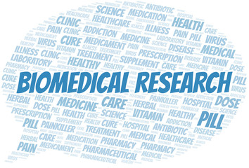 Obraz premium Biomedical Research word cloud collage made with text only.