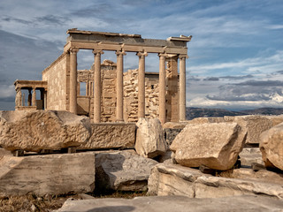 Athens, old city view of ancient ruins. Greece.