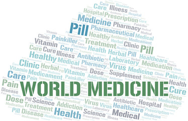 World Medicine word cloud collage made with text only.